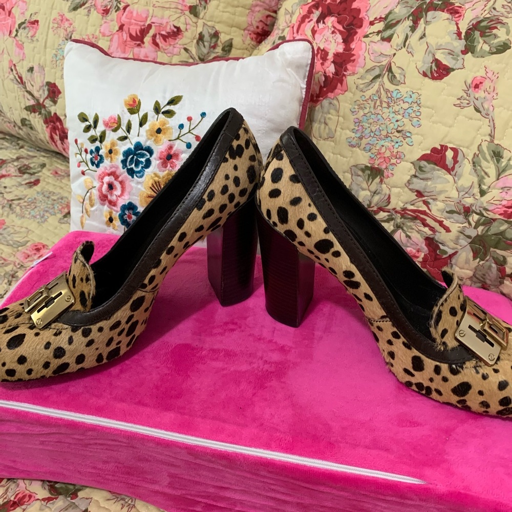 Calf hide leopard print heels